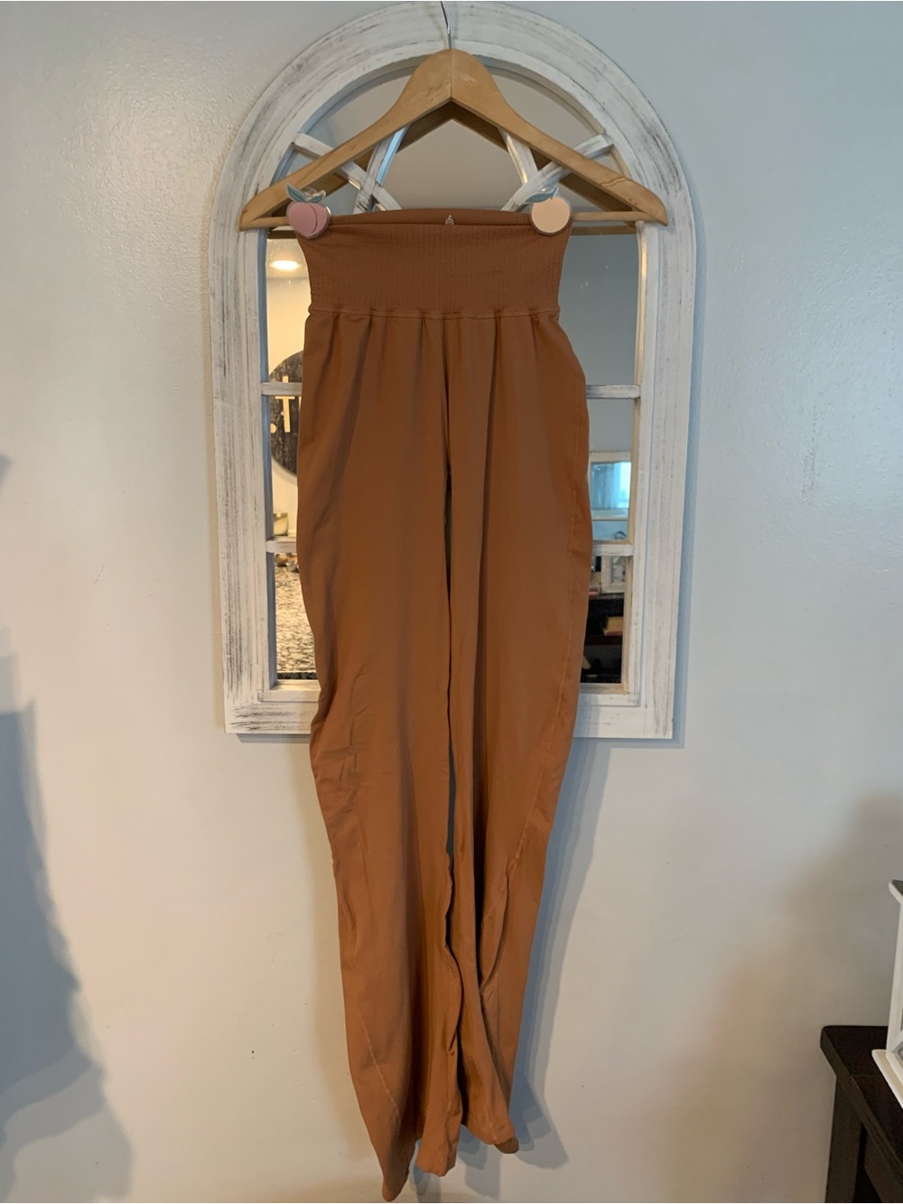 Free People Smocked High-Waist Wide-Leg Pants - Rust